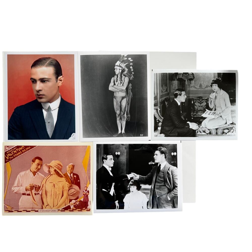 5 8x10 Rudolph Valentino Photos The Young Rajah, Nobody Home, The Sheik, Cobra